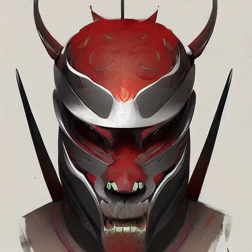 Prompt: samurai with demon mask, artstation, cgsociety, greg rutkowski, wlop