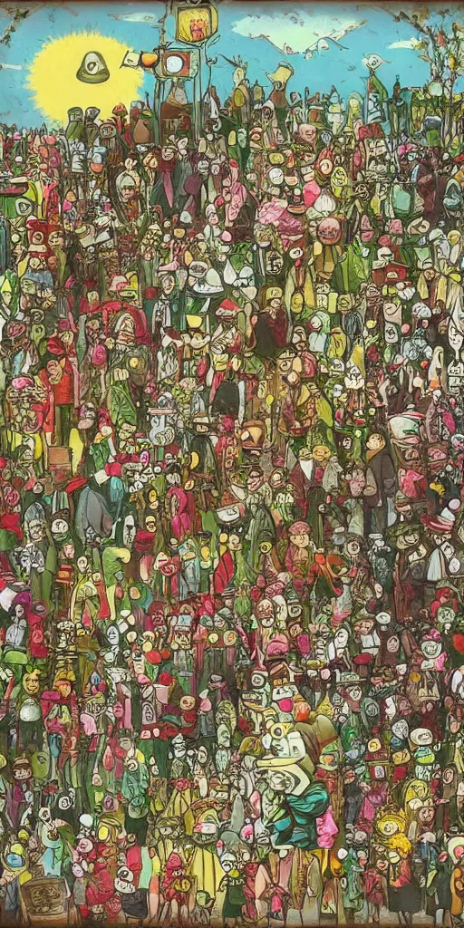 Image similar to a vintage easter parade by alexander jansson and where's waldo