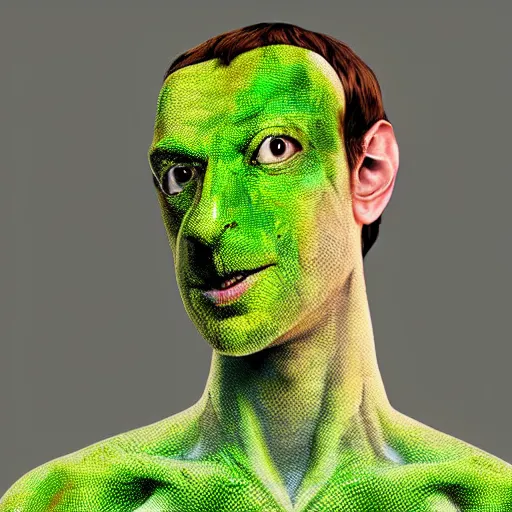 Image similar to Mark Zuckerberg as a lizard person