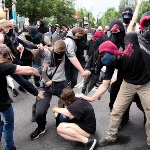 Image similar to an antifa mob acting civilized
