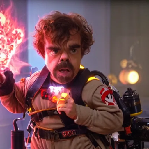 Image similar to stunning awe inspiring peter dinklage as a ghostbuster in the movie ghostbusters, movie still 8 k hdr atmospheric lighting