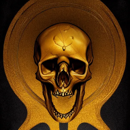 Image similar to golden lizard skull symbol, very detailed, 4 k, by greg rutkowski