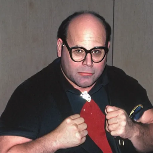 Prompt: George Costanza, trapped at the furry convention.