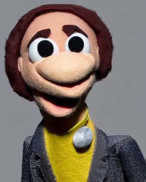 Image similar to adin ross as a muppet. highly detailed felt. hyper real photo. 4 k.