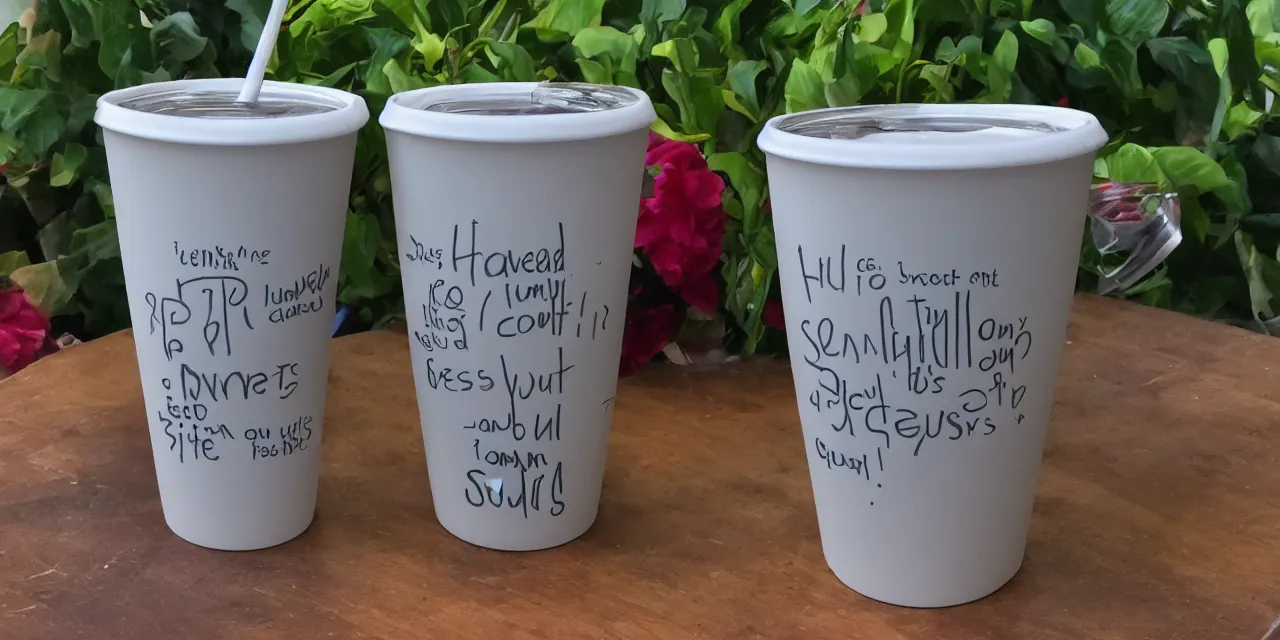 Prompt: 6 4 oz cup filled with human souls