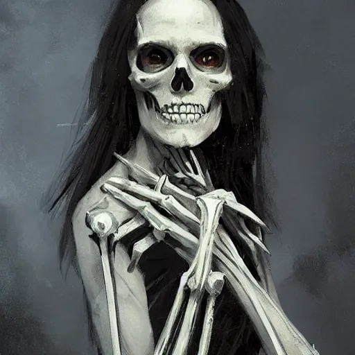 Prompt: Portrait of a witch skeleton by greg rutkowski