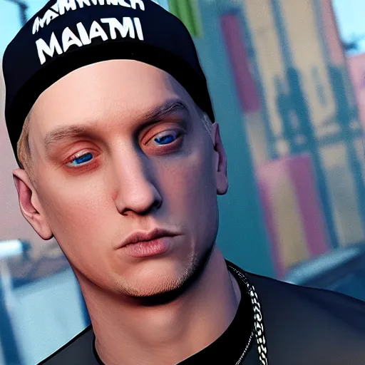 Image similar to A screenshot of Eminem (Marshall Mathers) in GTA 5