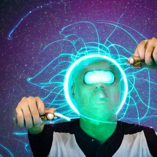 Image similar to a man eating a bowl of lazers