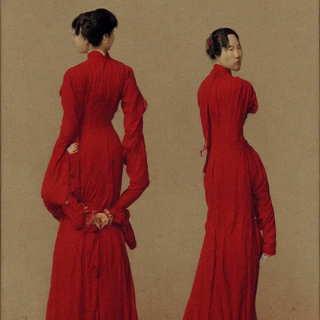 Prompt: a lady in a red cheongsam, highly detailed, photograph, by caspar david friedrich.