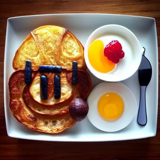 Image similar to a breakfast looking a bit like jeff goldblum