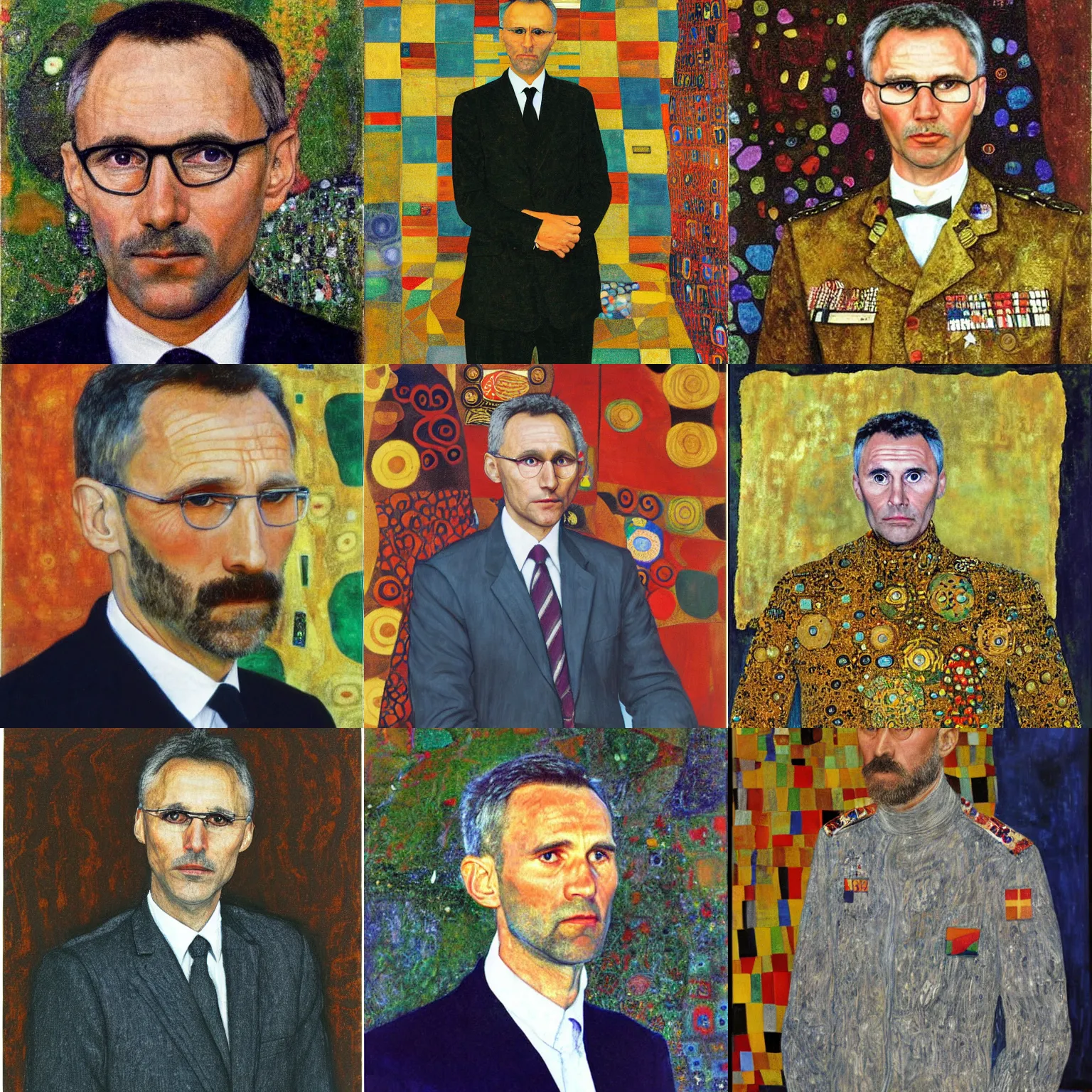 Prompt: Jens Stoltenberg by gustav klimt