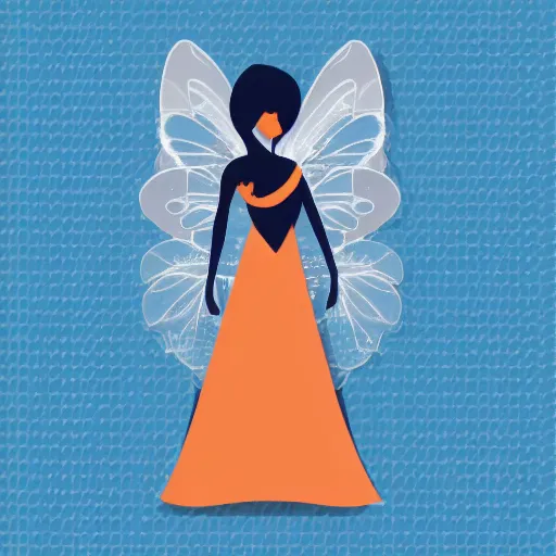 Image similar to modern minimalist vector art of a fairy tale princess in navy and burnt orange hues, clean lines