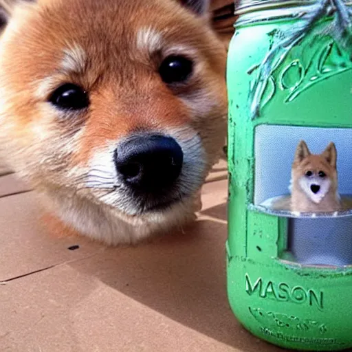 Image similar to doge trapped in mason jar funny meme