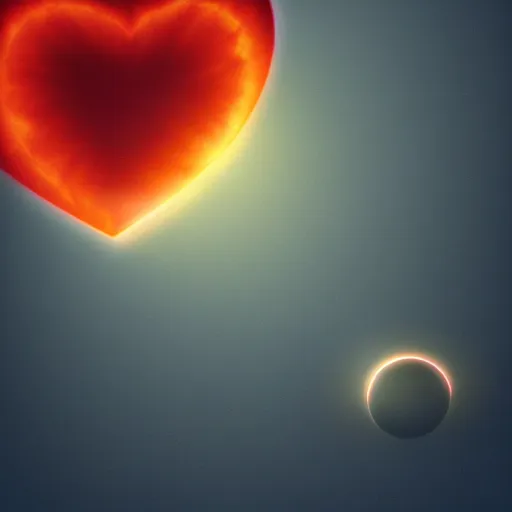 Image similar to total eclipse of a heart shaped sun by a heart shaped moon, digital art, trending on artstation