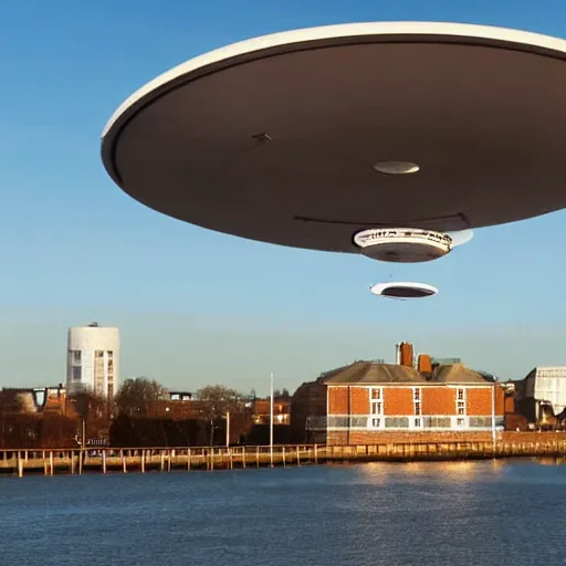 Prompt: a UFO attacking Southampton UK