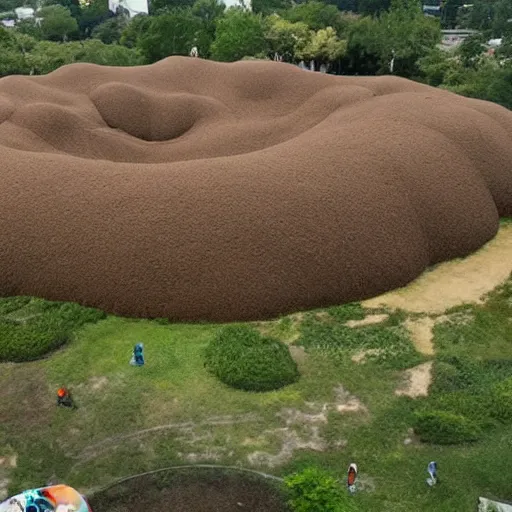 Image similar to a giant anthill in the shape of a school