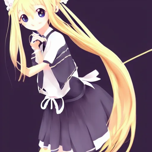 Prompt: vtuber design artstation cute anime girl with long blonde hair elegant dress and black rabbit ears high resolution character design