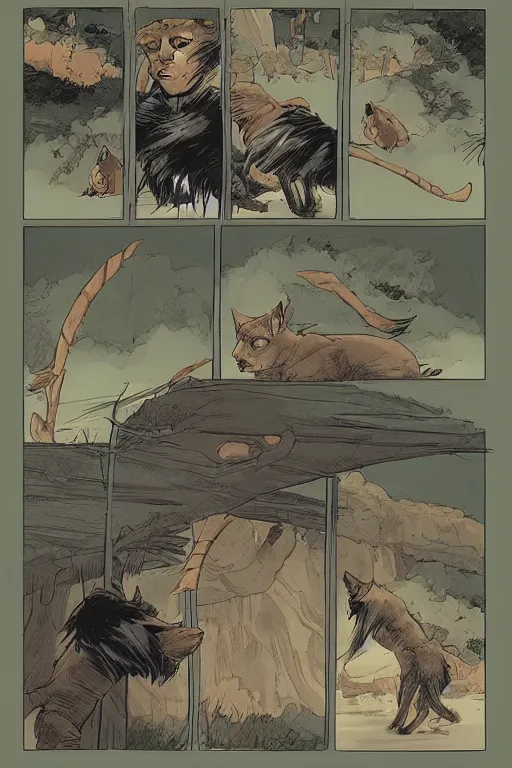 a graphic novel comic about warrior cats, Stable Diffusion