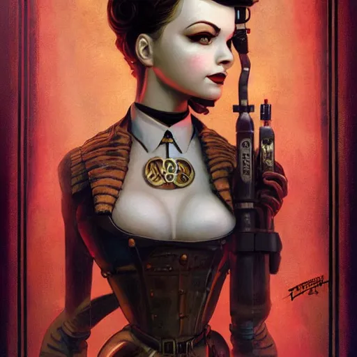 Image similar to Lofi Steampunk Bioshock portrait, Pixar style, by Tristan Eaton Stanley Artgerm and Tom Bagshaw.