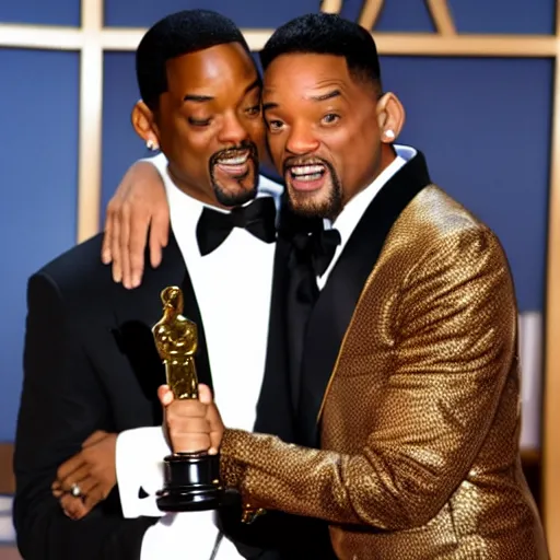 Prompt: will smith hugs chris rock at the oscars