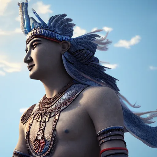 Prompt: turkic god of sky, tengri, cinematic lighting, render quality 8 k, detailed