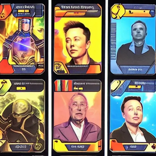 Image similar to elon musk, the trading card game