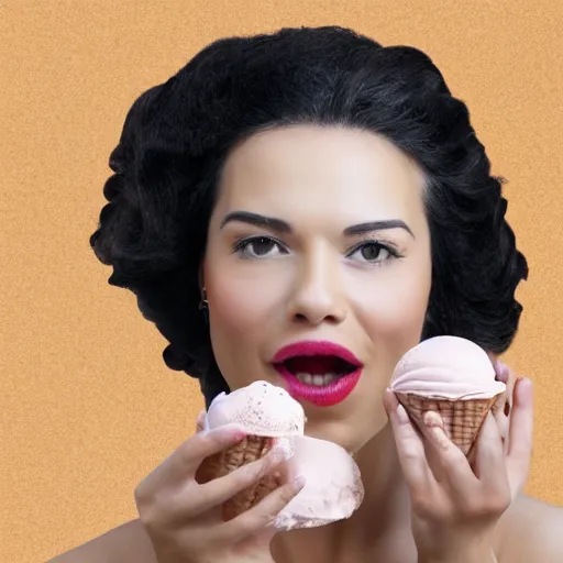 Image similar to a woman with ice cream for hair