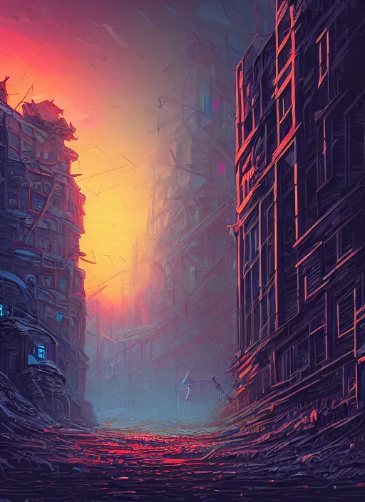 Image similar to concept art by dan mumford of apocalypse abandoned city art, digital painting, sharp focus, illustration