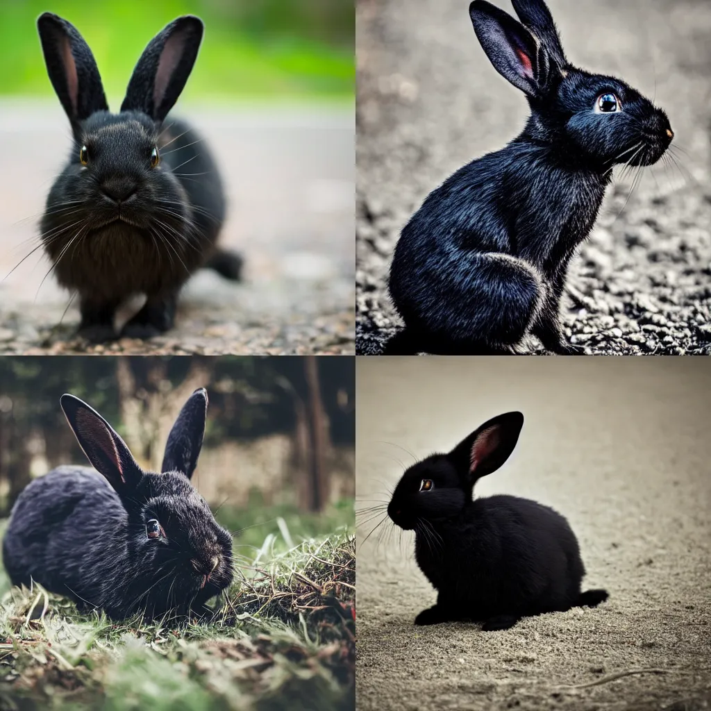 Prompt: A photo of a black rabbit in chainmail