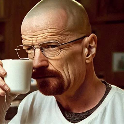 Image similar to walter white drinking milk