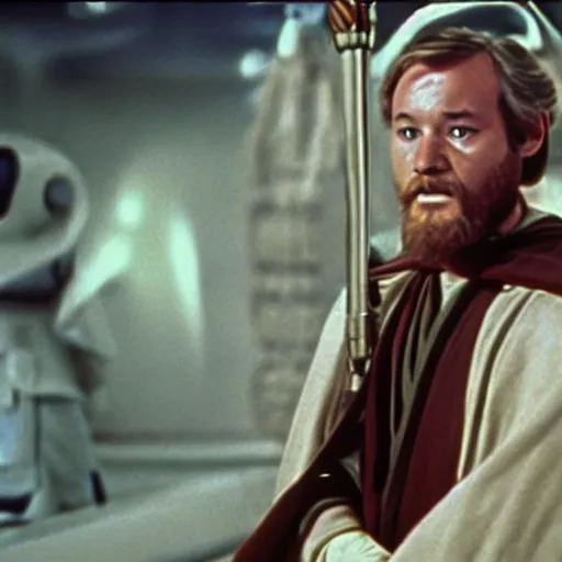 Prompt: bill murray as obi wan kenobi in starwars ( 1 9 7 7 )