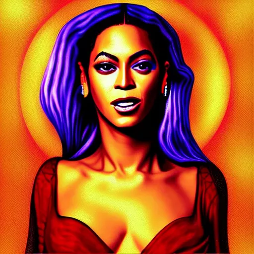 Prompt: “Beyoncé as a sci-fi magic girl, elegant, highly detailed, digital painting”