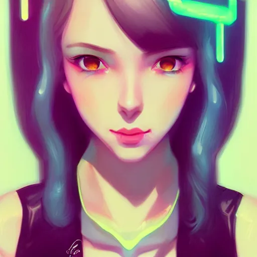 Image similar to portrait, cyber princess, matte print, pastel neon, digital art, cute, digital painting, very very very very elegant, pixiv, by Ilya Kuvshinov and artgerm and Ross Tran, daily deviation, masterpiece portrait, trending on artstation, IAMAG