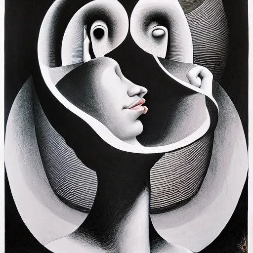 Image similar to lithography on paper secret conceptual figurative post - morden monumental dynamic portrait drawn by escher and hogarth, inspired by magritte, illusion surreal art, highly conceptual figurative art, intricate detailed illustration, controversial poster art, polish poster art, geometrical drawings, no blur