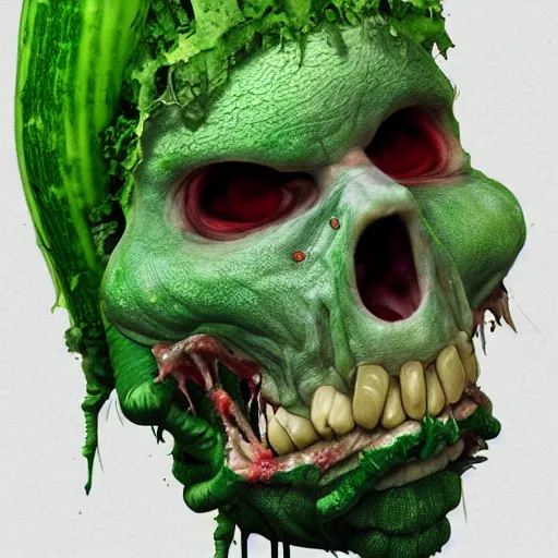 Image similar to concept art of a realistic zucchini zombie, digital art, detailed, trending on Artstation