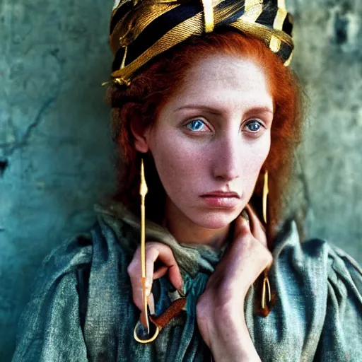 Image similar to Beautiful 19th Century Barbary Coast pirate female models with Ginger hair and Golden hooped earrings photography by Steve McCurry