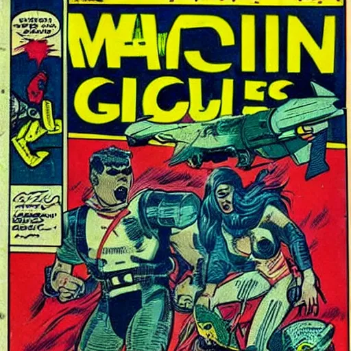 Prompt: vintage comic book about fallout ghouls