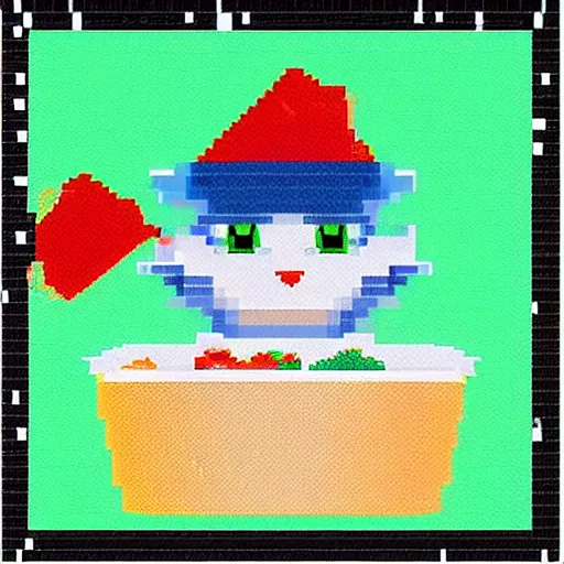 Image similar to in 4. 5 5 s for @ this cat does not exist's! dream frozen food pixel art with hdd image, lauretta jones