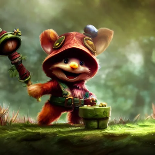 Image similar to still of Teemo from League of Legends in the style of Jim Henson