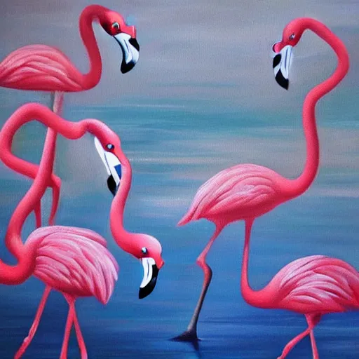 Image similar to flamingo renaissance oil painting