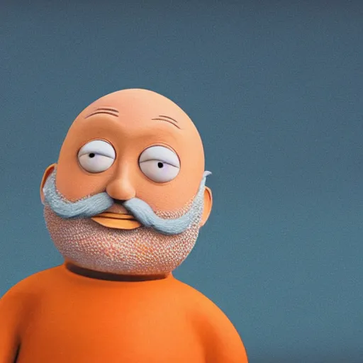 Image similar to bald man with a bright orange beard by studio ghibli, cinema still, 4 k