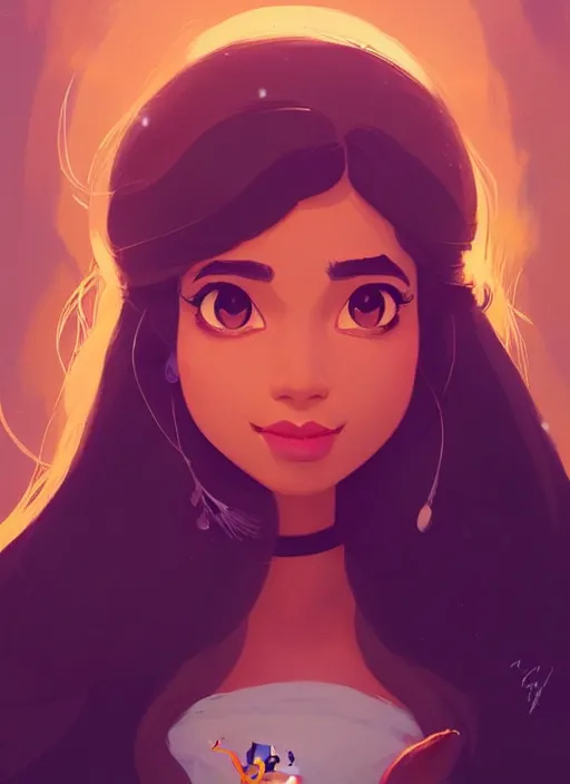 Image similar to highly detailed portrait of disney's princess yasmine, magnificent, photographic realistic background, by atey ghailan, by greg rutkowski, by greg tocchini, by james gilleard, by joe fenton, by kaethe butcher, trending on instagram, award winning details