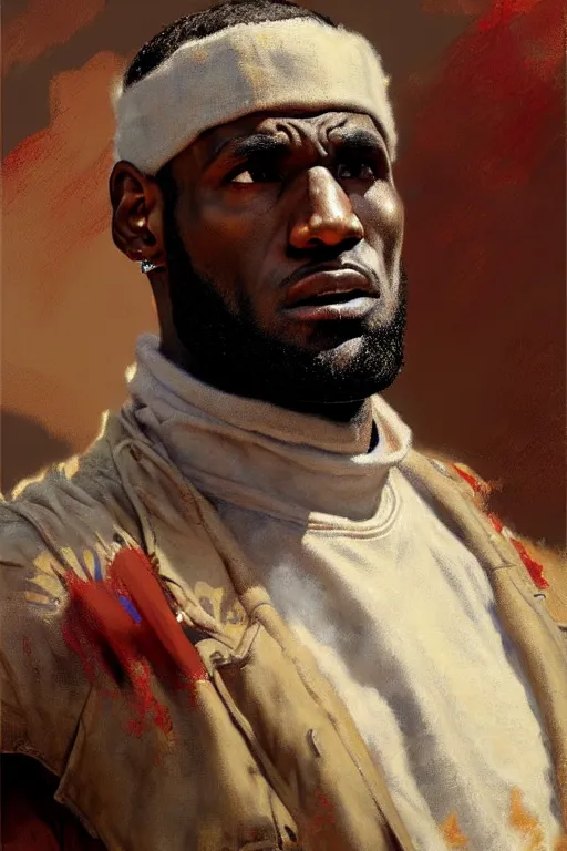 Image similar to lebron james, highly detailed painting by gaston bussiere, craig mullins, j. c. leyendecker 8 k