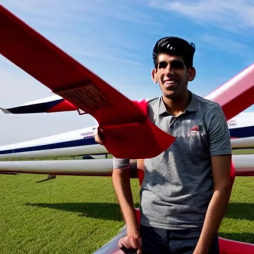 Prompt: rishi sunak flies a plane made of money