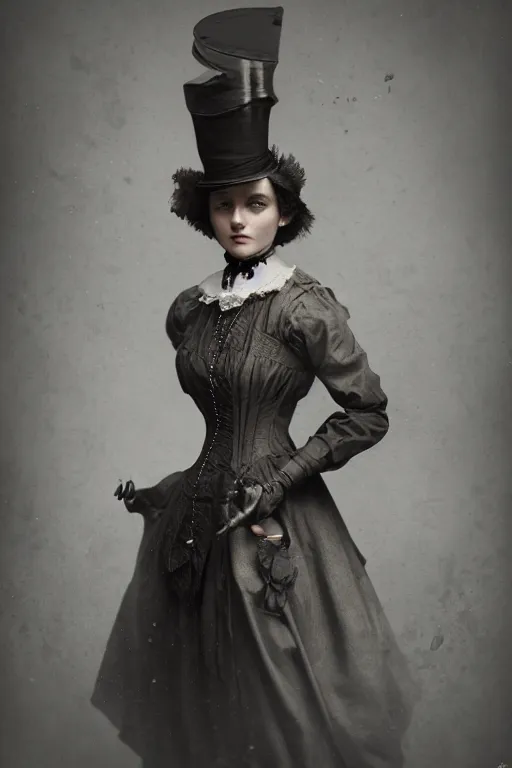 Prompt: wet plate photograph, portrait of an anthropomorphic ca, dressed as a victorian - era woman, dramatic lighting, highly detailed, digital painting, artstation, concept art, smooth, sharp focus, illustration, art by wlop, mars ravelo and greg rutkowski