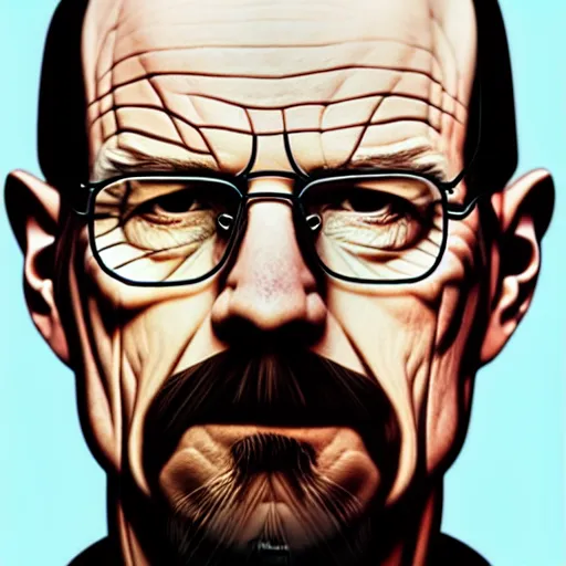 Image similar to a detailed portrait of walter white with face tattoos, art illustration, incredibly highly detailed and realistic, 8 k, sharp focus