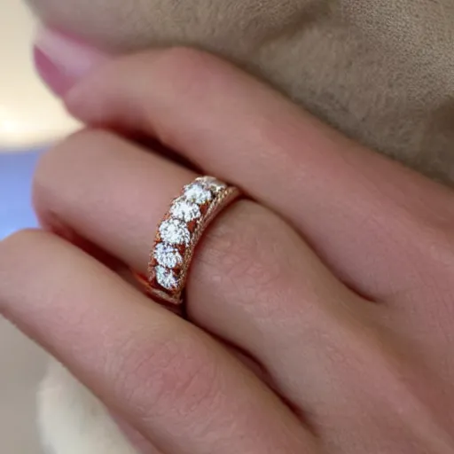 Image similar to stunning 4 5 carat diamond ring on wife finger