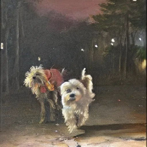 Image similar to dog walking in the night panting