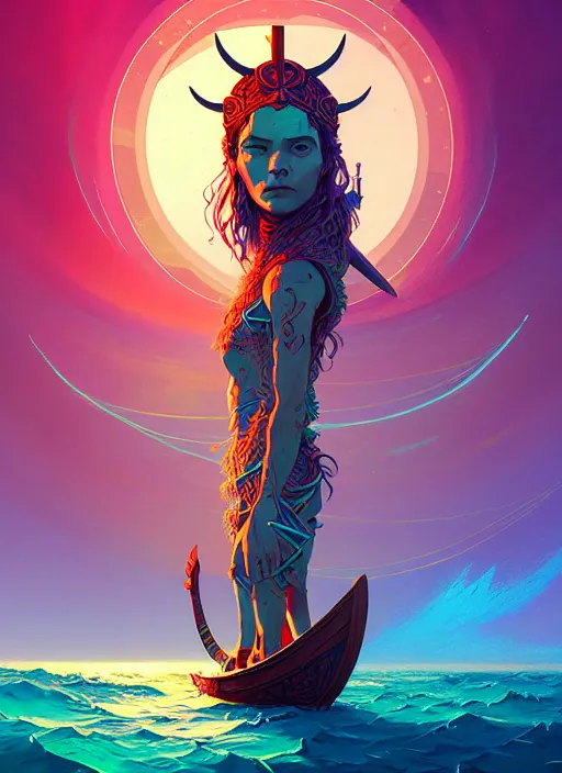 Image similar to fractal tarot card of a viking naturepunk master of oceans and wind water and boats, beautiful detailed realistic cinematic character concept fashion portrait, hi - fructose art magazine, by anton fadeev and paul lehr and david heskin and josan gonzalez, 8 k