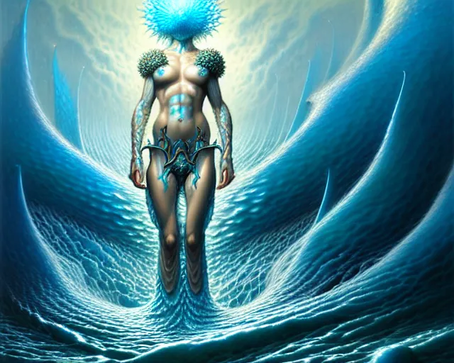 Image similar to the army of water and the ocean, fantasy character portrait made of fractals facing each other, ultra realistic, wide angle, intricate details, the fifth element artifacts, highly detailed by peter mohrbacher, hajime sorayama, wayne barlowe, boris vallejo, aaron horkey, gaston bussiere, craig mullins